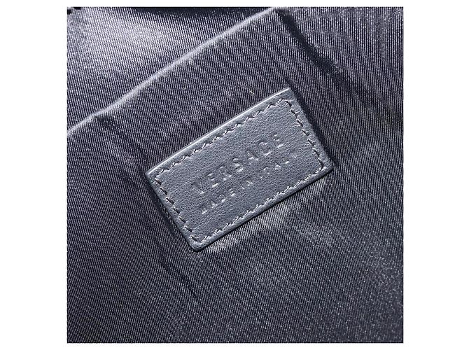 Borsa a pochette VERSACE in pelle nera e argento Auth bs37152A Nero - vista 12