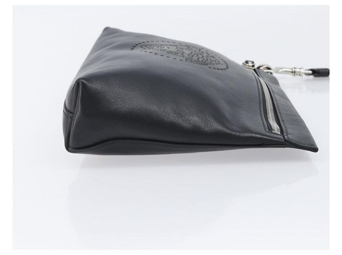 Borsa a pochette VERSACE in pelle nera e argento Auth bs37152A Nero - vista 3
