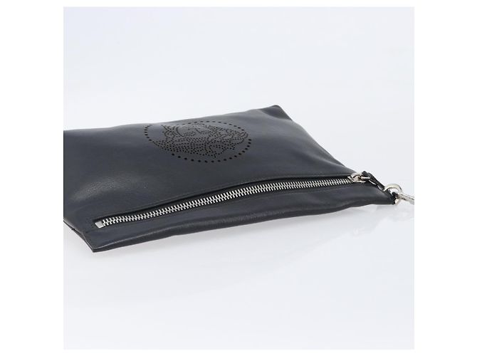 Borsa a pochette VERSACE in pelle nera e argento Auth bs37152A Nero - vista 5