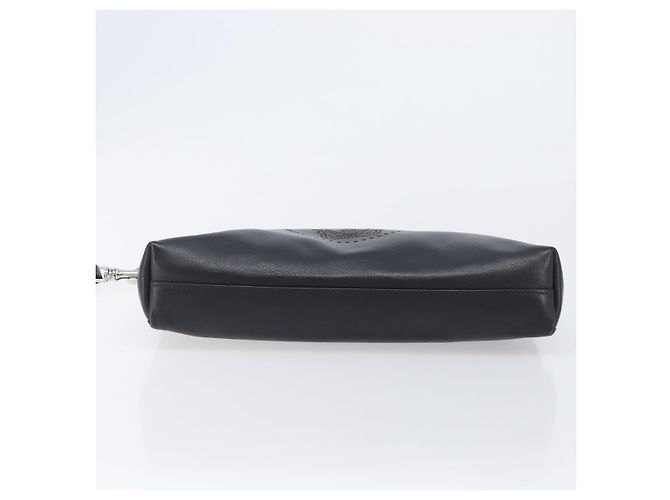 Borsa a pochette VERSACE in pelle nera e argento Auth bs37152A Nero - vista 6