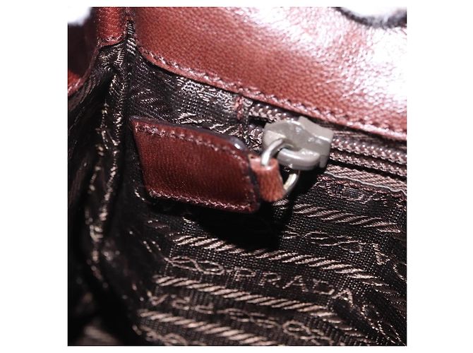 Bolso de hombro PRADA con cadena de plástico Cuero Harako Beige Silver Auth 206034V Plata - vista 23