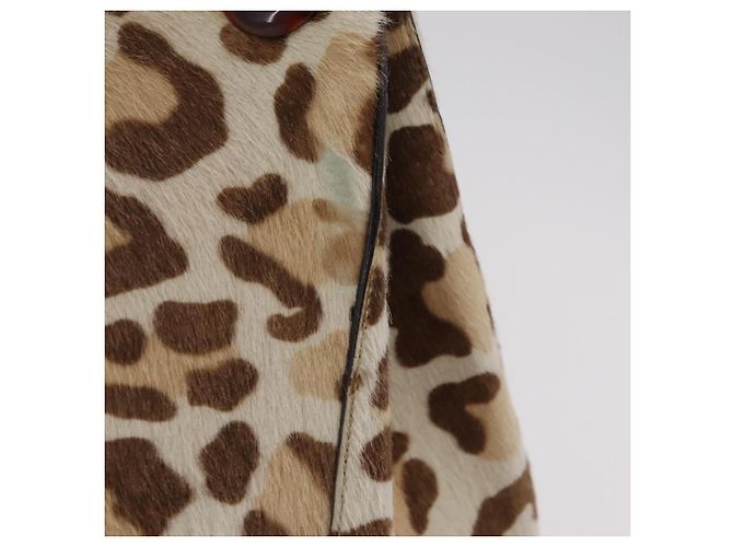 Bolso de hombro PRADA con cadena de plástico Cuero Harako Beige Silver Auth 206034V Plata - vista 6