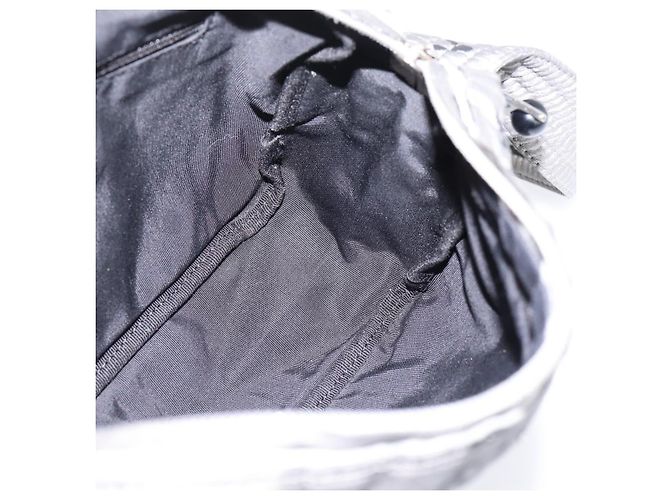 Borsa a tracolla CHANEL Unlimited Coated Canvas Silver CC Auth 204911 Argento - vista 14