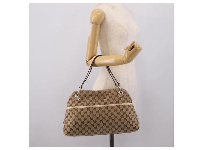 Borsa Tote GUCCI GG Canvas Beige Gold 121023 Auth ep16127 D'oro - vista 23