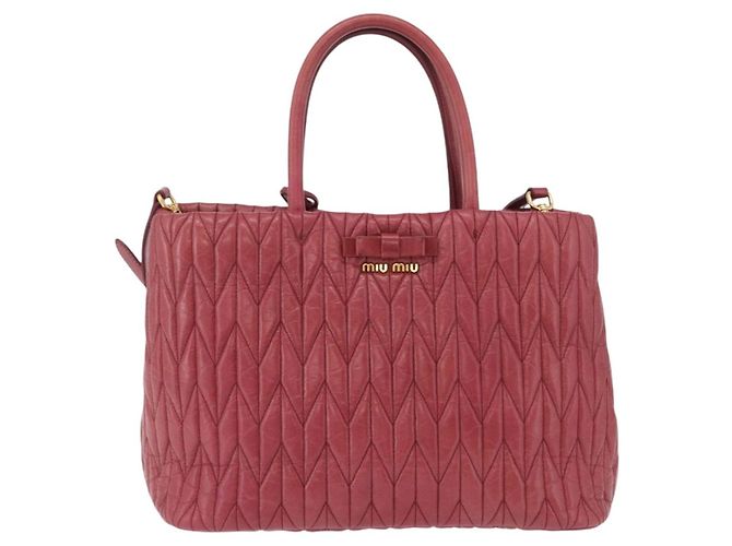 Borsa a mano Miu Miu Matelassé in pelle 2way Rosa Oro Auth 201984A D'oro - vista 13