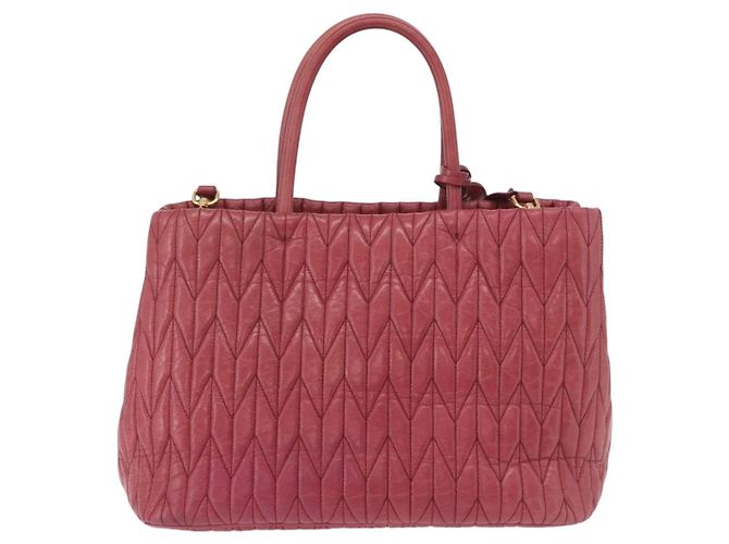 Borsa a mano Miu Miu Matelassé in pelle 2way Rosa Oro Auth 201984A D'oro - vista 2