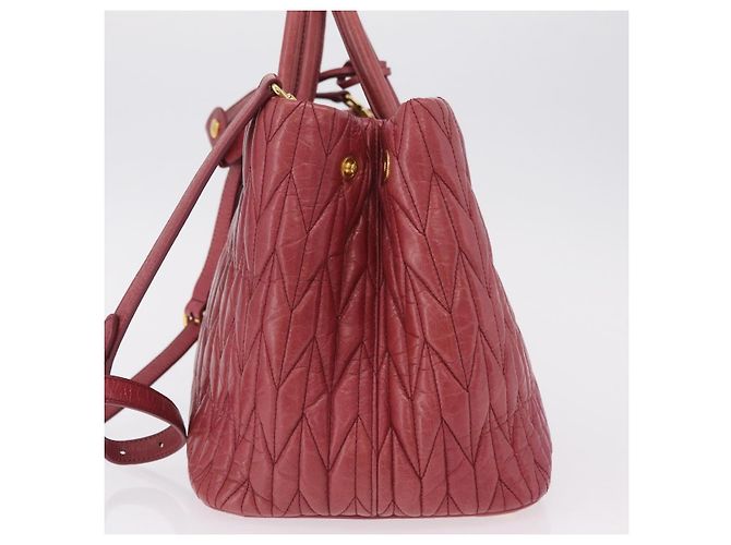 Borsa a mano Miu Miu Matelassé in pelle 2way Rosa Oro Auth 201984A D'oro - vista 3