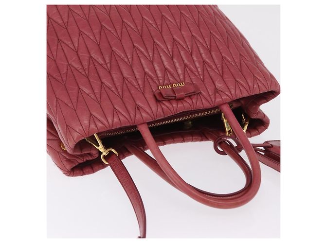 Borsa a mano Miu Miu Matelassé in pelle 2way Rosa Oro Auth 201984A D'oro - vista 6