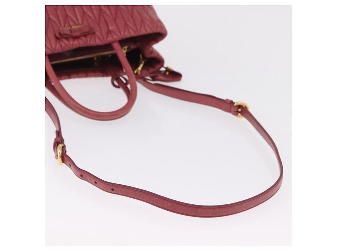 Borsa a mano Miu Miu Matelassé in pelle 2way Rosa Oro Auth 201984A D'oro - vista 8