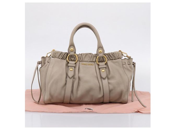 Borsa a mano Miu Miu in pelle 2way Beige Gold Auth 206249M D'oro - vista 12