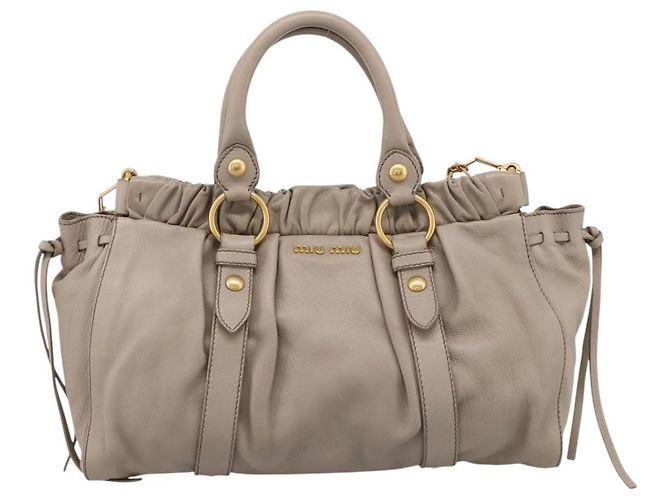 Borsa a mano Miu Miu in pelle 2way Beige Gold Auth 206249M D'oro - vista 13