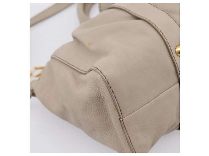 Borsa a mano Miu Miu in pelle 2way Beige Gold Auth 206249M D'oro - vista 19