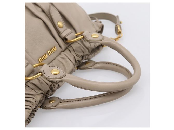 Borsa a mano Miu Miu in pelle 2way Beige Gold Auth 206249M D'oro - vista 7