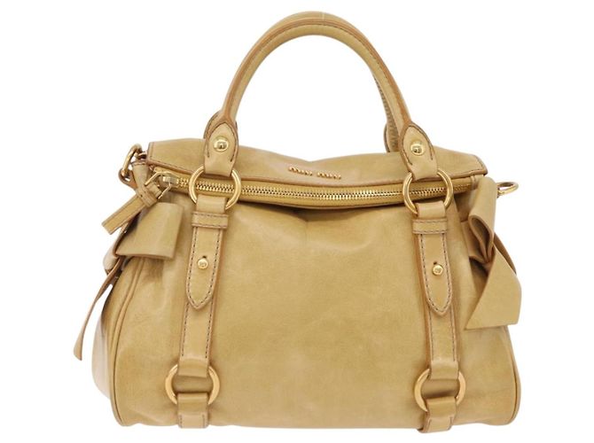 Borsa a mano Miu Miu in pelle 2way Yellow Gold Auth yk20904V D'oro Giallo - vista 13