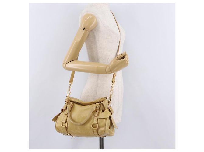 Borsa a mano Miu Miu in pelle 2way Yellow Gold Auth yk20904V D'oro Giallo - vista 27