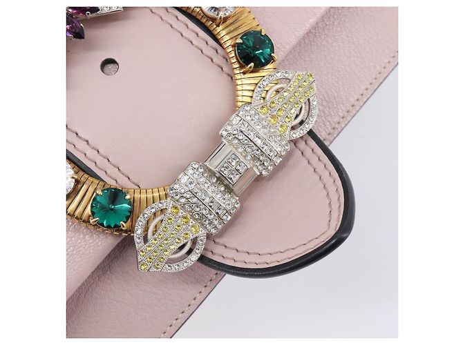 Borsa a tracolla Miu Miu Madras Bijoux in pelle Pink Gold Auth ka6350V Rosa D'oro - vista 21