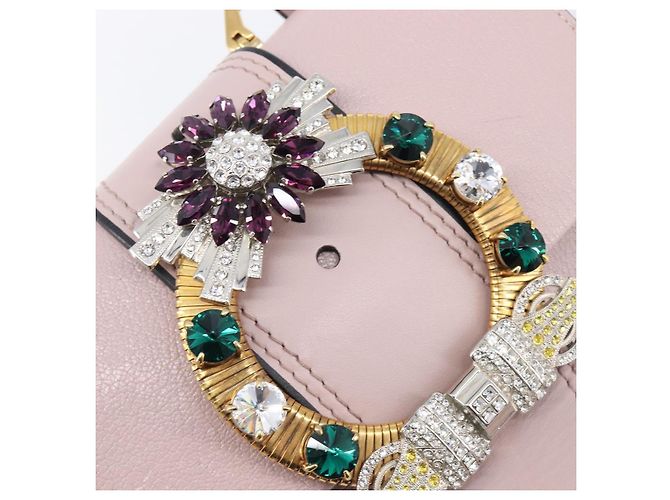Borsa a tracolla Miu Miu Madras Bijoux in pelle Pink Gold Auth ka6350V Rosa D'oro - vista 22