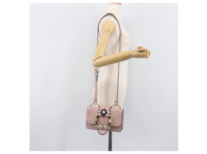 Borsa a tracolla Miu Miu Madras Bijoux in pelle Pink Gold Auth ka6350V Rosa D'oro - vista 31