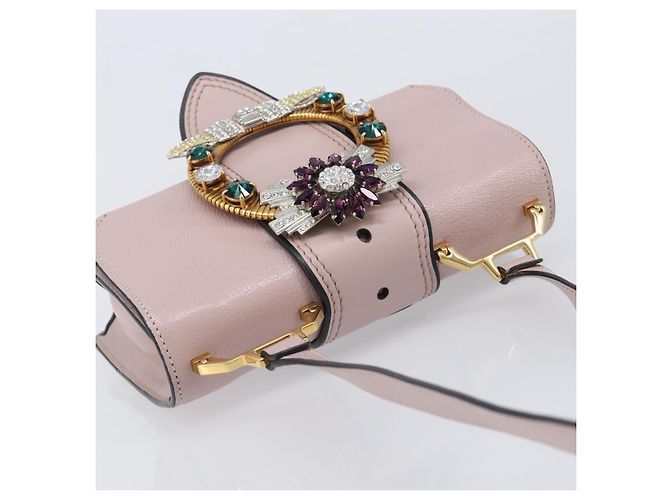 Borsa a tracolla Miu Miu Madras Bijoux in pelle Pink Gold Auth ka6350V Rosa D'oro - vista 6