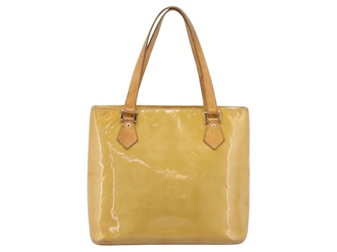 Borsa a mano LOUIS VUITTON Monogram Vernis Houston Beige M91004 LV Auth bs37348 - vista 13