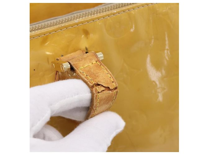 Borsa a mano LOUIS VUITTON Monogram Vernis Houston Beige M91004 LV Auth bs37348 - vista 8