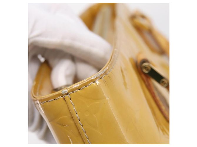 Borsa a mano LOUIS VUITTON Monogram Vernis Houston Beige M91004 LV Auth bs37348 - vista 9