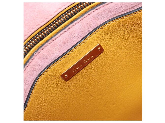Borsa a mano Miu Miu in pelle 2way Giallo Tono Oro Auth bs37269A - vista 26
