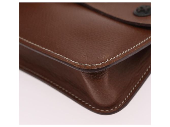 Hermès HERMES Pochette Green Leather Brown Auth ka6393 Braun - Ansicht 16