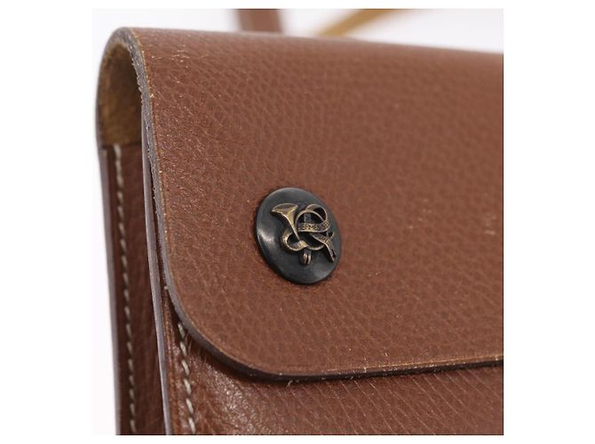 Hermès HERMES Pochette Green Leather Brown Auth ka6393 Braun - Ansicht 19