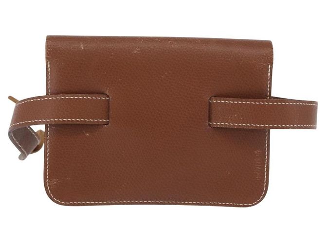 Hermès HERMES Pochette Green Leather Brown Auth ka6393 Braun - Ansicht 3