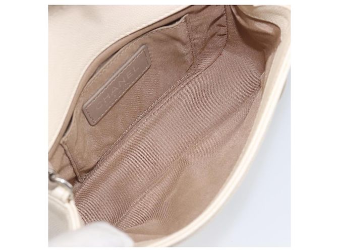 Borsa Small Flap CHANEL Macro Chevron in pelle Caviar Bianca Argento CC Auth ka6412V Bianco - vista 10