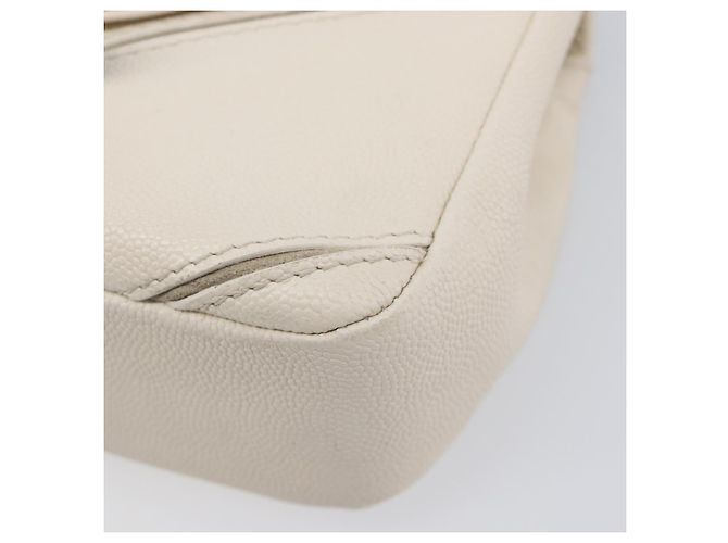 Borsa Small Flap CHANEL Macro Chevron in pelle Caviar Bianca Argento CC Auth ka6412V Bianco - vista 16