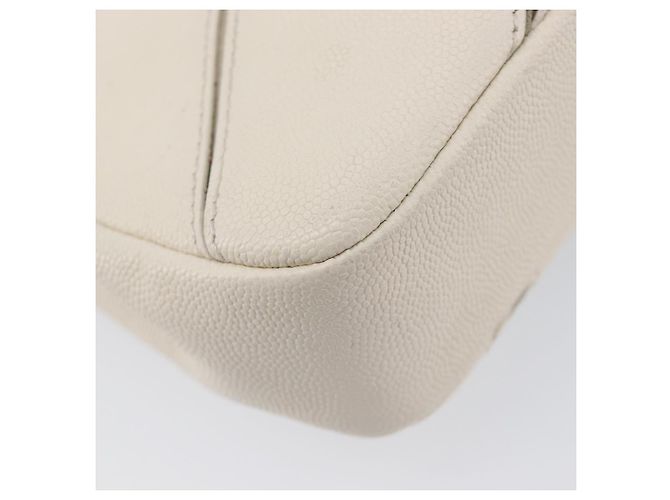 Borsa Small Flap CHANEL Macro Chevron in pelle Caviar Bianca Argento CC Auth ka6412V Bianco - vista 19