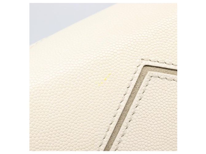 Borsa Small Flap CHANEL Macro Chevron in pelle Caviar Bianca Argento CC Auth ka6412V Bianco - vista 20