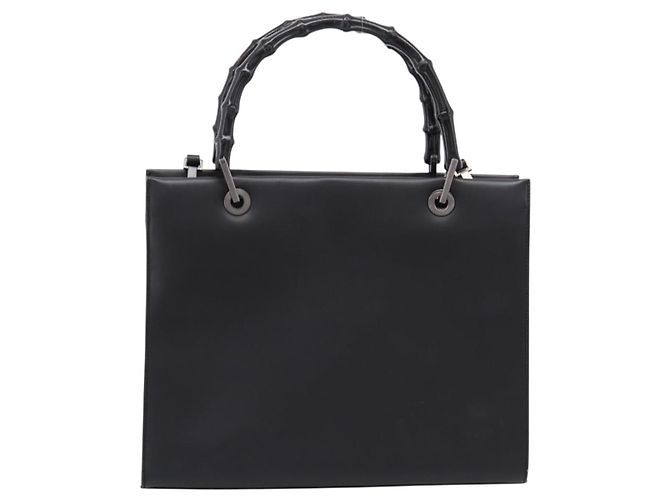 Borsa a mano GUCCI Bamboo in pelle 2way Nera Argento 002 1016 Auth BA16192 Nero - vista 2