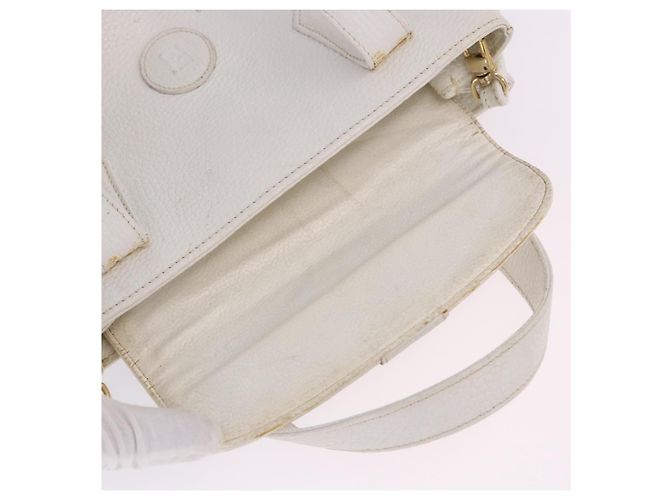 FENDI Handtasche aus Leder 2way White Gold Auth 200680 Weiß Golden - Ansicht 11