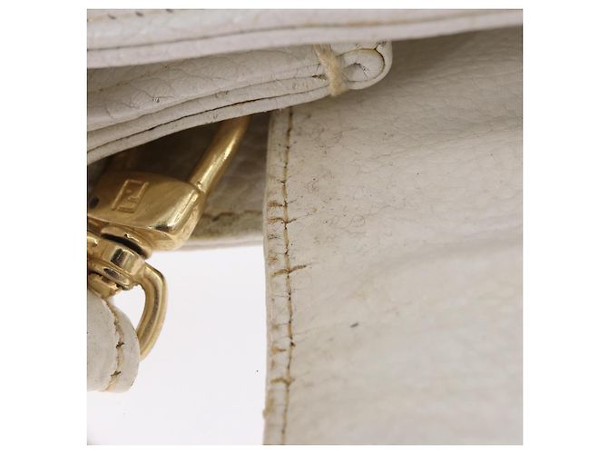 FENDI Handtasche aus Leder 2way White Gold Auth 200680 Weiß Golden - Ansicht 32
