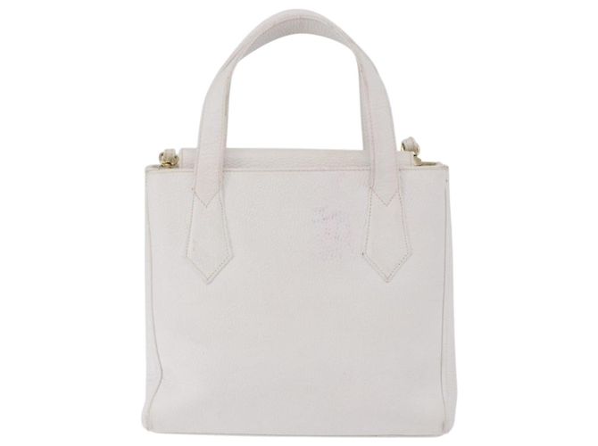 FENDI Handtasche aus Leder 2way White Gold Auth 200680 Weiß Golden - Ansicht 4