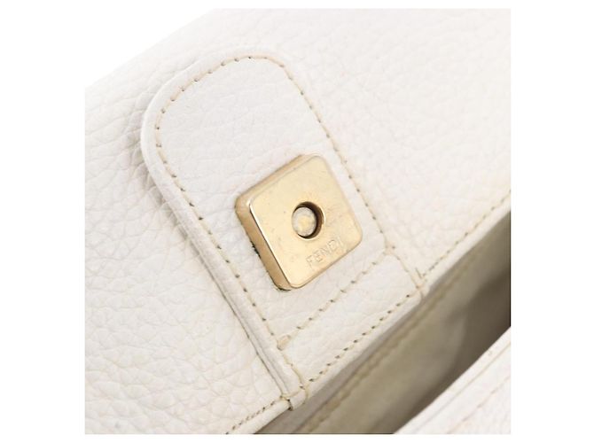 FENDI Handtasche aus Leder 2way White Gold Auth 200680 Weiß Golden - Ansicht 44