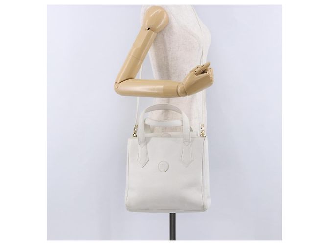FENDI Handtasche aus Leder 2way White Gold Auth 200680 Weiß Golden - Ansicht 45
