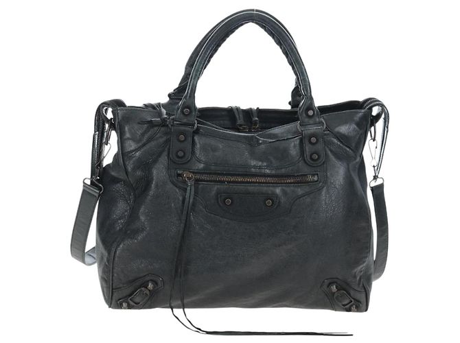 Borsa BALENCIAGA Classic Vero in pelle 2way Nera 235216 Auth BA15797V Nero - vista 13