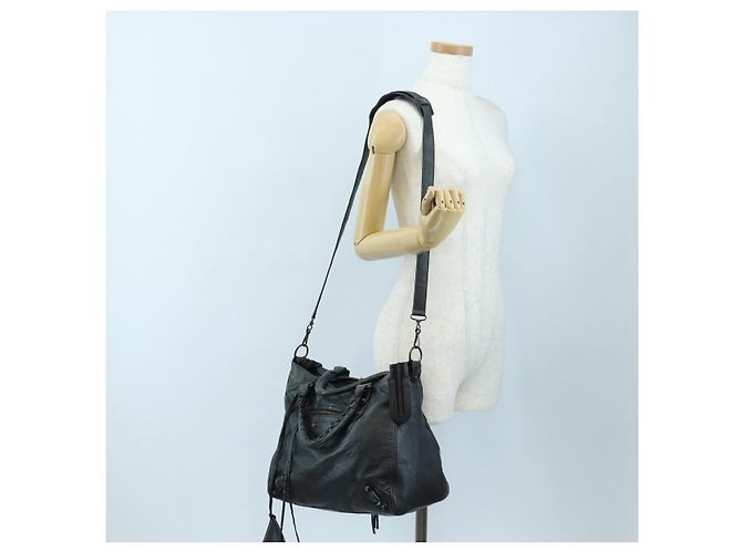 Borsa BALENCIAGA Classic Vero in pelle 2way Nera 235216 Auth BA15797V Nero - vista 29