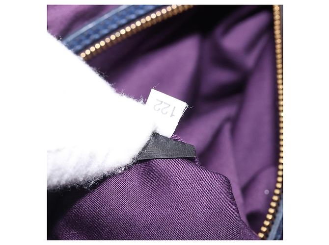 Borsa a mano Miu Miu Vitellolux 2way Navy Gold Auth 206095M D'oro Blu navy - vista 11
