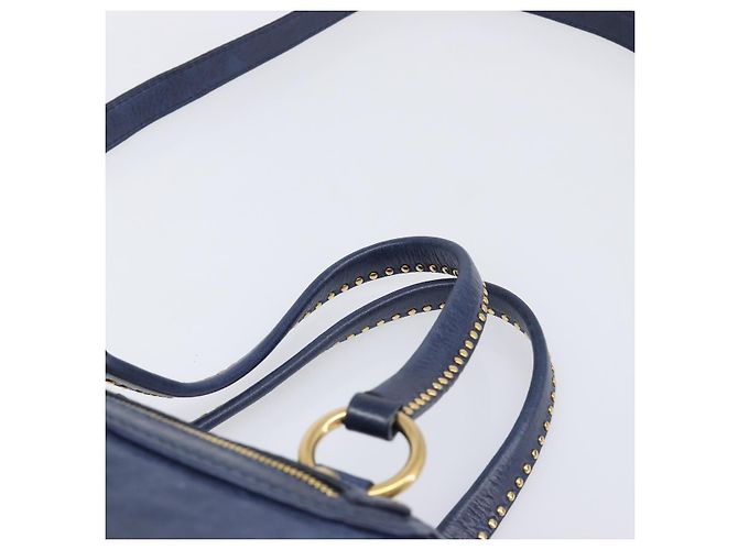 Borsa a mano Miu Miu Vitellolux 2way Navy Gold Auth 206095M D'oro Blu navy - vista 14