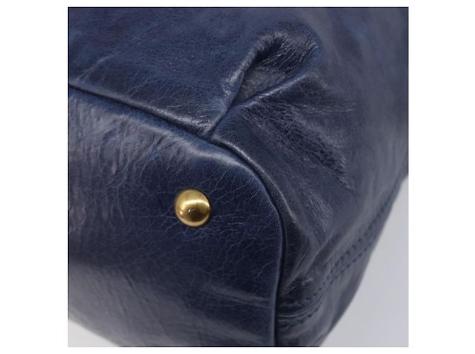 Borsa a mano Miu Miu Vitellolux 2way Navy Gold Auth 206095M D'oro Blu navy - vista 16