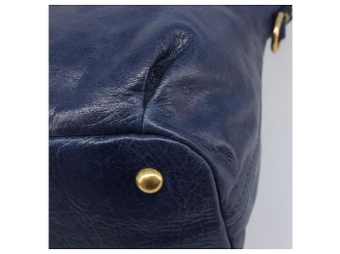 Borsa a mano Miu Miu Vitellolux 2way Navy Gold Auth 206095M D'oro Blu navy - vista 18