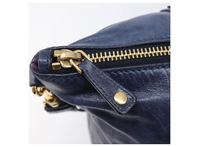 Borsa a mano Miu Miu Vitellolux 2way Navy Gold Auth 206095M D'oro Blu navy - vista 22