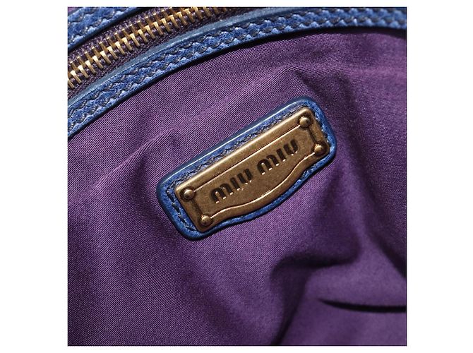 Borsa a mano Miu Miu Vitellolux 2way Navy Gold Auth 206095M D'oro Blu navy - vista 23