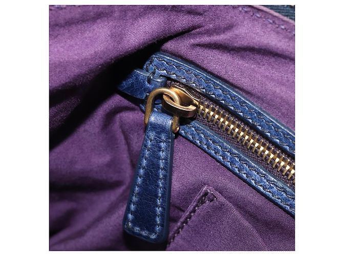 Borsa a mano Miu Miu Vitellolux 2way Navy Gold Auth 206095M D'oro Blu navy - vista 26