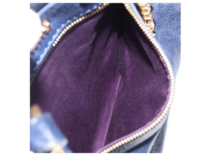 Borsa a mano Miu Miu Vitellolux 2way Navy Gold Auth 206095M D'oro Blu navy - vista 29